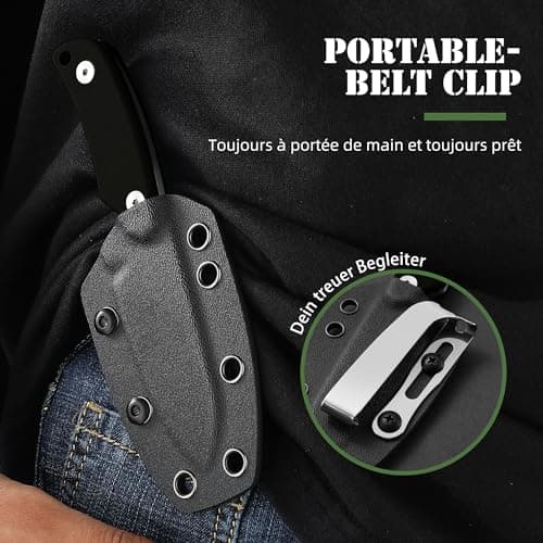 Omesio Full Tang Neck Knife, D2 Steel, G10 Handle, Kydex Sheath