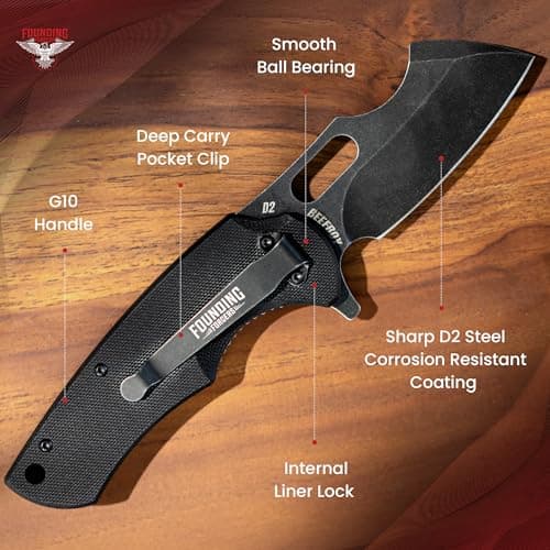 BEEFBOY Stone Wash D2 Pocket Knife for Men | Folding Flipper Knife with Case