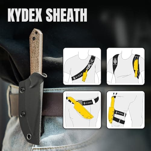 Kizer Mini Harpoon Fixed Blade Knife, 1040SM1, Micarta Handle, Hunting and EDC Camping Knife