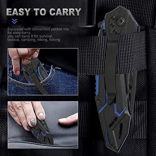 EDC Tactical Knife, Liner Lock, Stainless Steel, Ideal for Guys, Gifts for Dad, Husband, Outdoor Adventures
