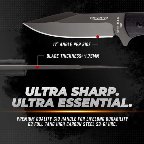 OERLA OLK-D45 Tactical Survival Knife with Kydex Sheath