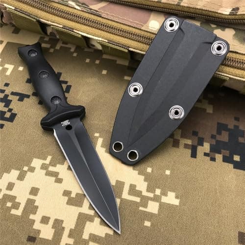 HUAAO 7.3in Full Tang 440C Stainless Steel Utility Knife with ABS Sheath