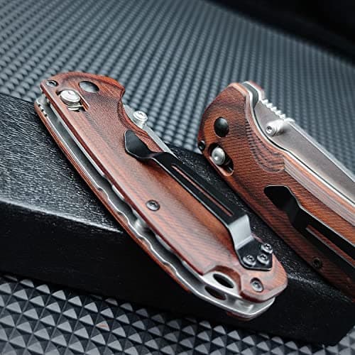 7 D2 Steel Axis Lock Knife with Wood Handle