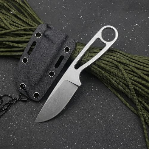 EDC Fixed Blade Knife with Sheath and Neck Cord, Full Tang Multi-Purpose Knife