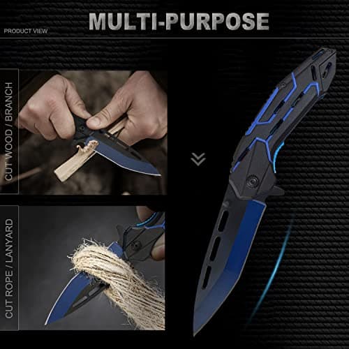 EDC Tactical Knife, Liner Lock, Stainless Steel, Ideal for Guys, Gifts for Dad, Husband, Outdoor Adventures