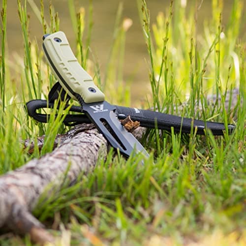Weyland Tactical Knife with MOLLE Holster - Survival Hunting Bugout Knife - Black