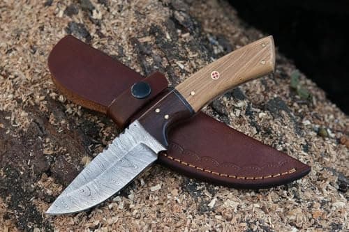 Predator Hunter 9" Damascus Steel Fixed Blade Skinning Knife (Exotic Wood Handle) — Predator Hunter Knives