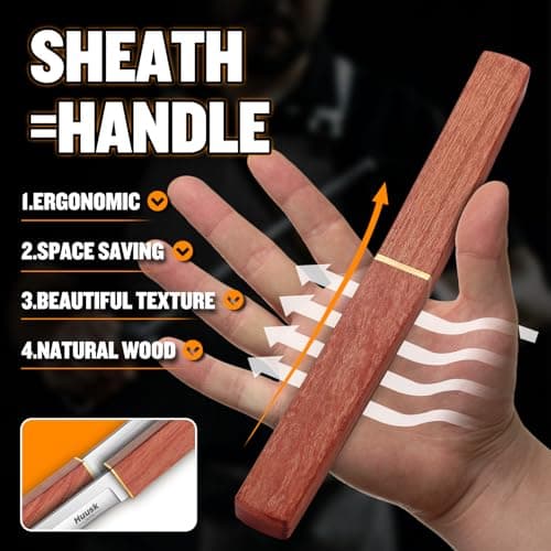 Huusk 2-In-1 D2 Steel Samurai Knife for Men: Camping, Bushcraft, Hiking, Fishing