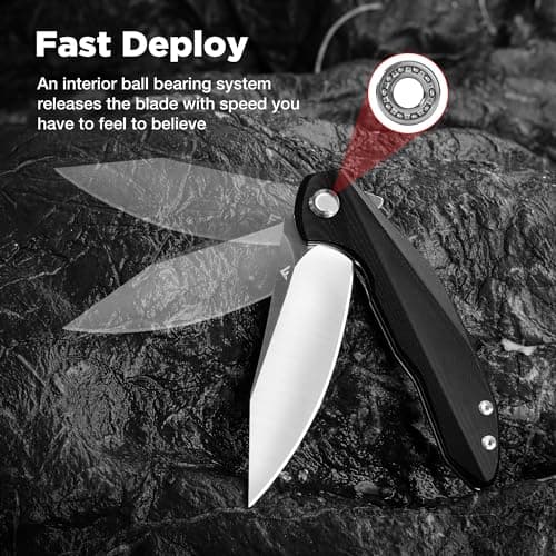 Folding Pocket Knife with D2 Steel Blade and G10 Handle for Men