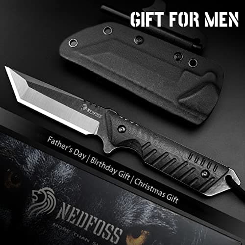 NedFoss Tactical Survival Knife with Fire Starter - Camping Gift for Men