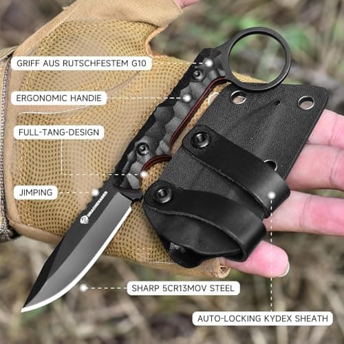 7.08" Full Tang 5Cr13moV Stainless Steel EDC Knife with Kydex Sheath, Men's Neck Knife Gift