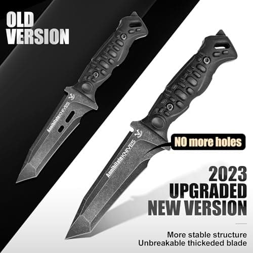 ZUNEOOTactical Survival Knife Kydex Sheath D2 Steel Full Tang Black