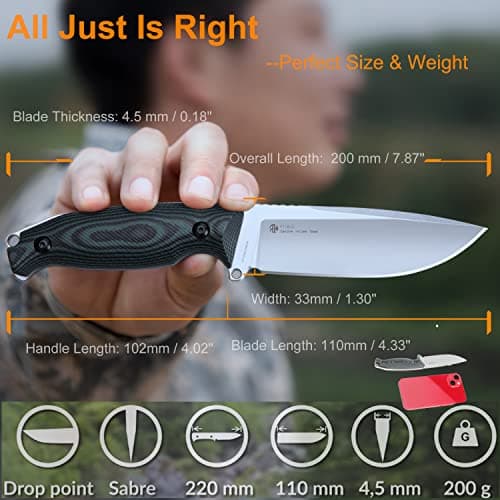 Ruike 360 Rotate Fixed Blade Knife, Tactical Stainless Steel Hunting Survival Tool