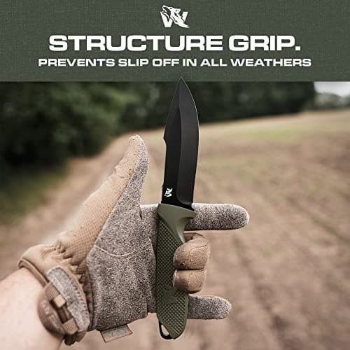 ODENWOLF Full Tang Survival Knife - D2 Steel Bushcraft and Camping EDC