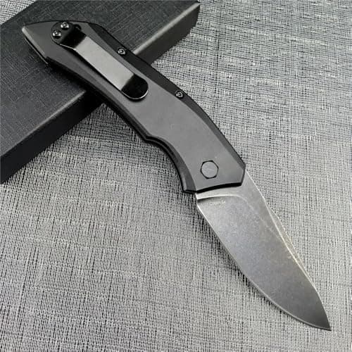 9Cr13MoV Steel Blade T6 Aluminum Handle Survival Folding Knife, Black