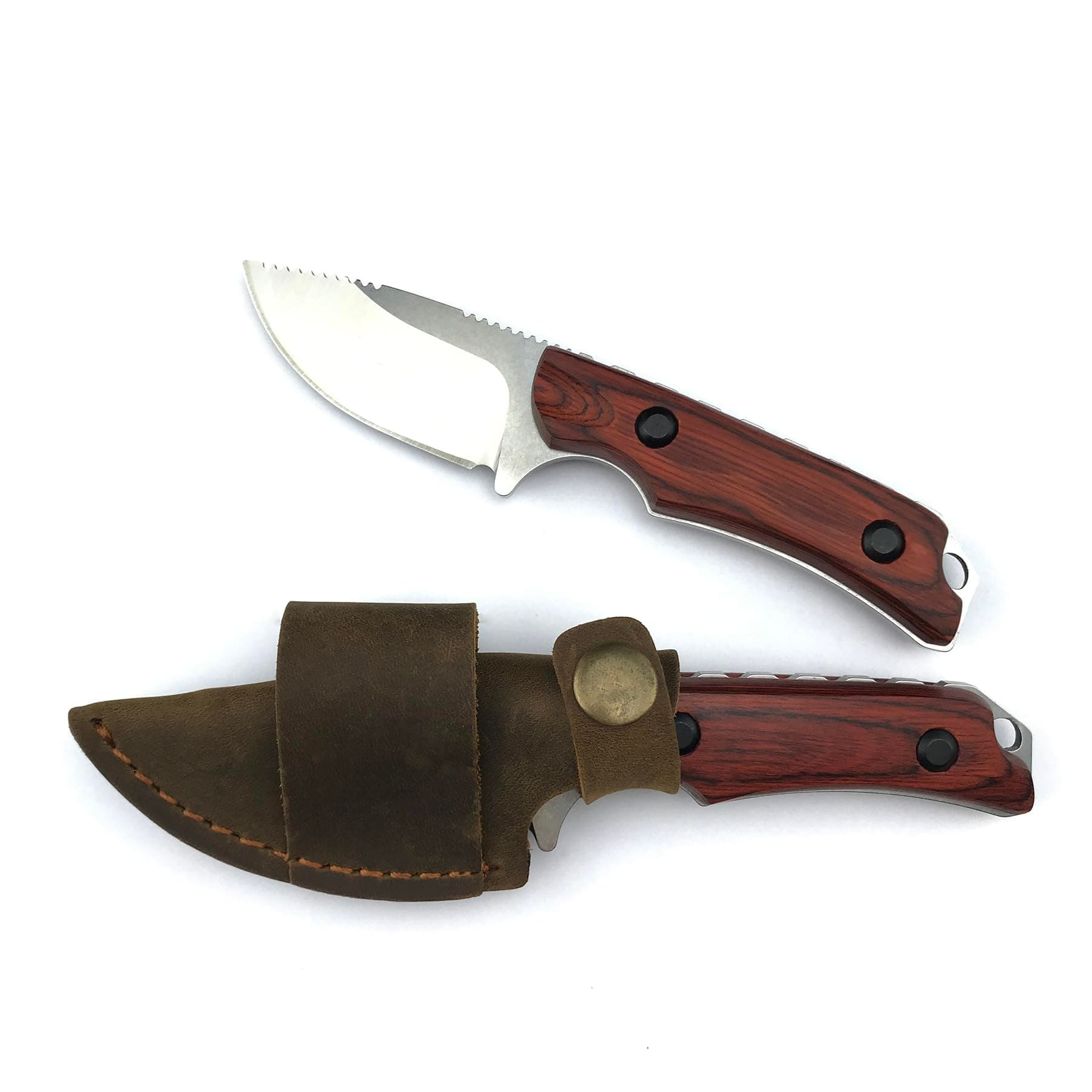 Hidden Canyon Fixed Blade Knife: 6.3 Inches, Leather Sheath, Wood Handle, EDC Camping and Hunting Knife for Men