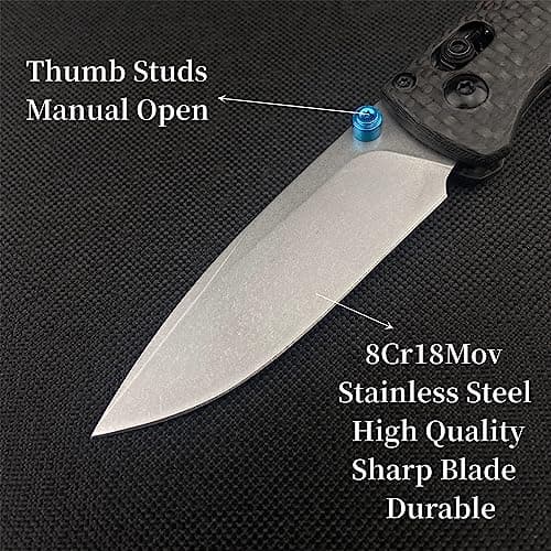 HUAAO Mini Bugout Knife, Axis Lock, 8Cr18MoV Blade, Carbon Fiber Handle, EDC Folding Knife for Camping