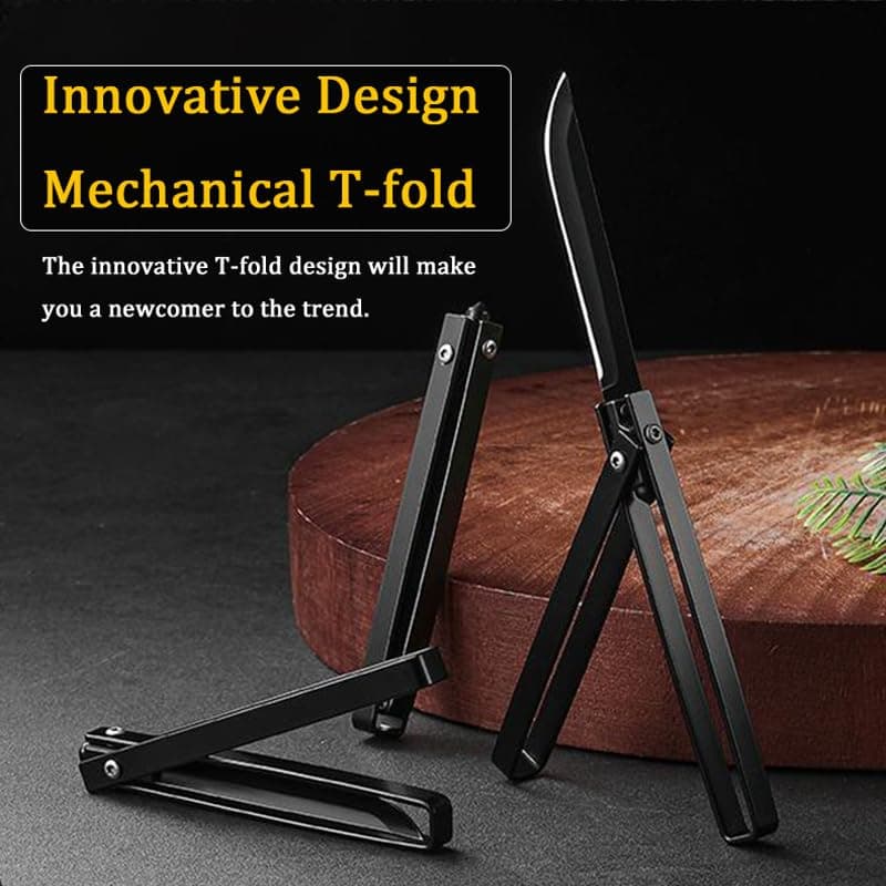 Slim Pocket Knife Set for Men - 3" Foldable, Glass Breaker, Leather Case, Camping & More - Black