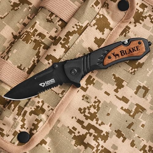 Palmetto Wood Shop Custom Laser Engraved Pocket Knife - Perfect Gift for Men