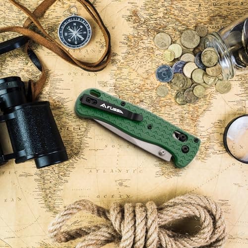 FLISSA 4.5" Folding Pocket Knife, AUS-8 Steel, Axis Lock, Green (Men's Gift)