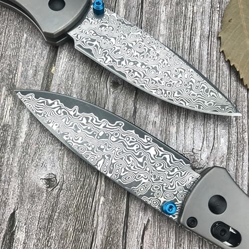 HUAAO Bugout 535 Damascus Foldable Knife with Titanium Handle