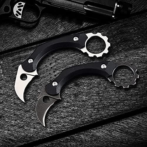 Canku C1105 D2 Steel Fixed Blade Knife, G10 Handle, EDC, Outdoor Survival, Camping (Black)