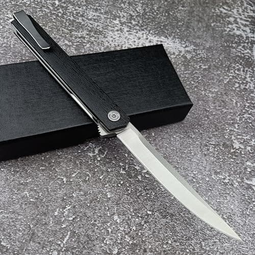 Silver Liner Lock Folding Knife, 7.76in CEO Flipper, 8Cr13MoV Steel, Nylon Glass Fiber Handle, EDC for Men