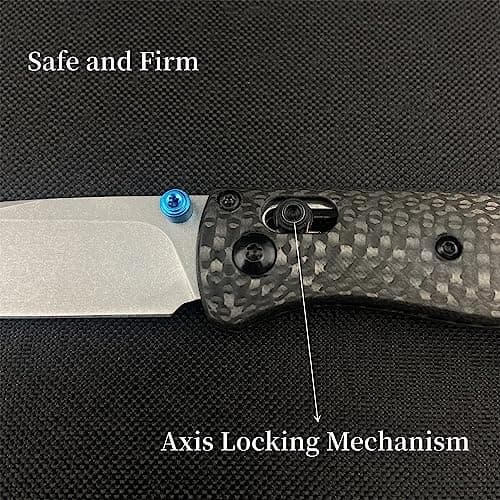 HUAAO Mini Bugout Knife, Axis Lock, 8Cr18MoV Blade, Carbon Fiber Handle, EDC Folding Knife for Camping
