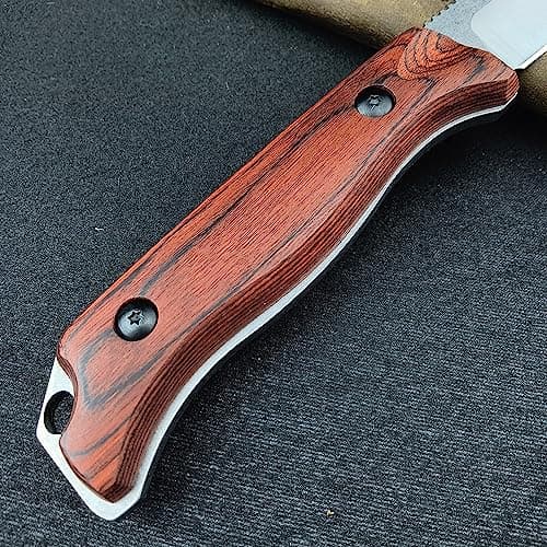 HUAAO 8.6in Fixed Blade Hunting Knife with Wood Handle and CPM-S30V Blade
