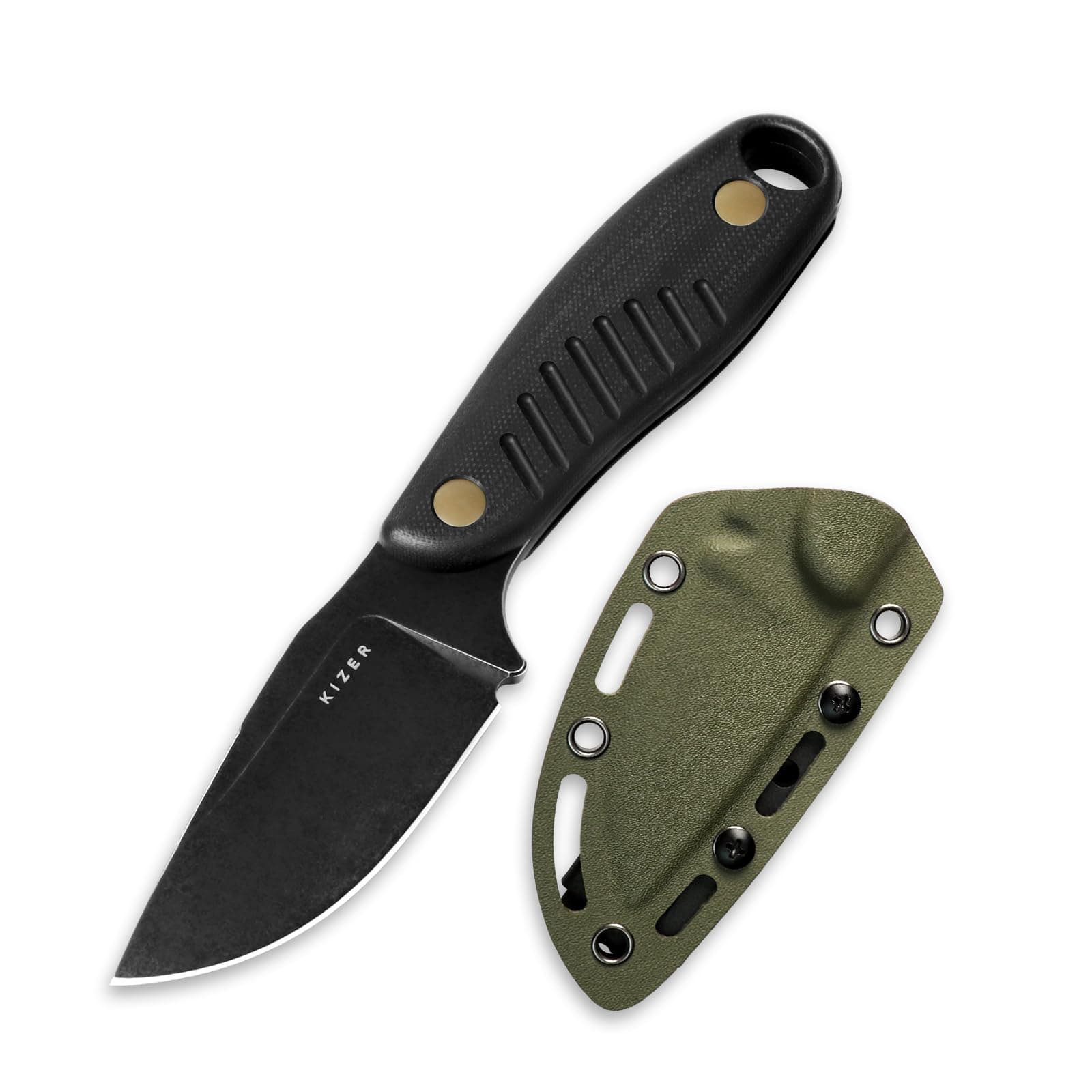 Kizer Hare Fixed Blade Knife, 3.14" D2 Steel, Black G10 Handle, Hunting & Camping