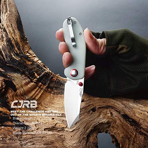 CJRB Maileah G10 Handle Folding Knife, 2.39" AR-RPM9 Blade, Natural Green for Men Outdoor Survival