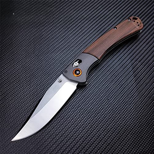 HUAAO Crooked River Folding Knife With D2 Blade For Outdoor Activities (Dark Brown Wood)