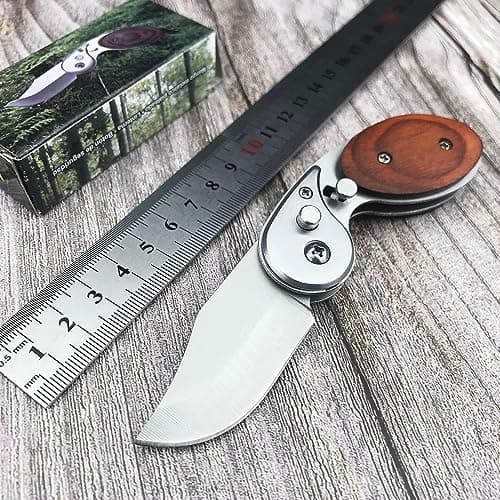 Assisted Opening Pocket Knife, 2" 5CR13MOV Blade, Wooden Handle, Perfect for Camping & Survival