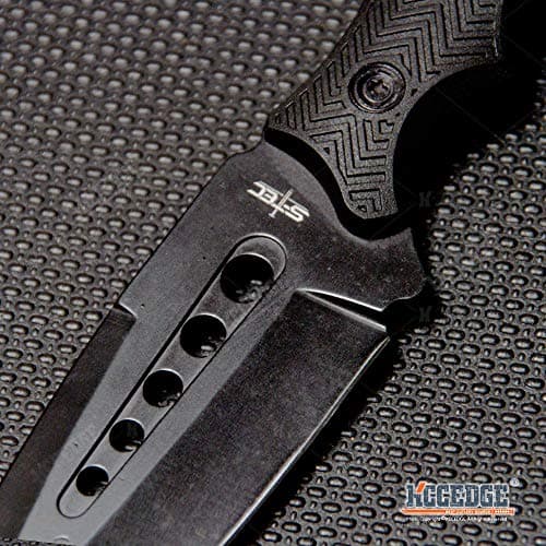 KCCEDGE Best Tactical Knife - Fixed Blade, Razor Sharp Edge, Camping & Survival Gear (Black)