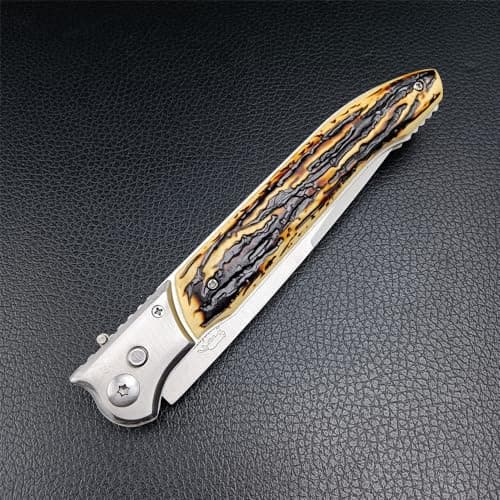 EDC 12" Pocket Knife with Slide Lock, Stainless Steel Blade, Wood Handle, Camping and Hunting