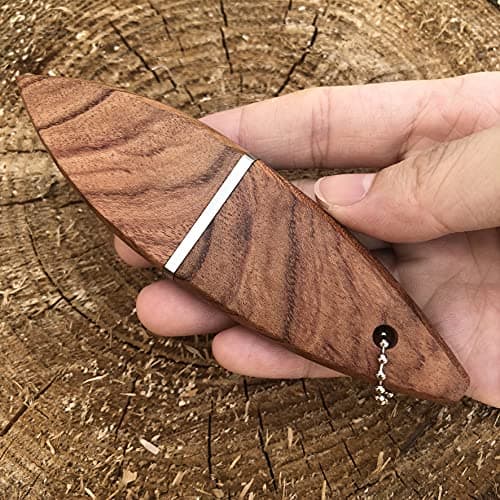 HUAAO 4.6'' Pocket Knife, 440C Blade, Olive Wood Handle, Fixed Blade Sheath EDC