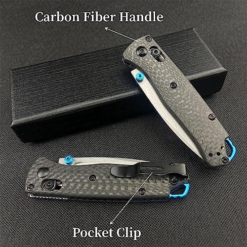 HUAAO Mini Bugout Knife, Axis Lock, 8Cr18MoV Blade, Carbon Fiber Handle, EDC Folding Knife for Camping