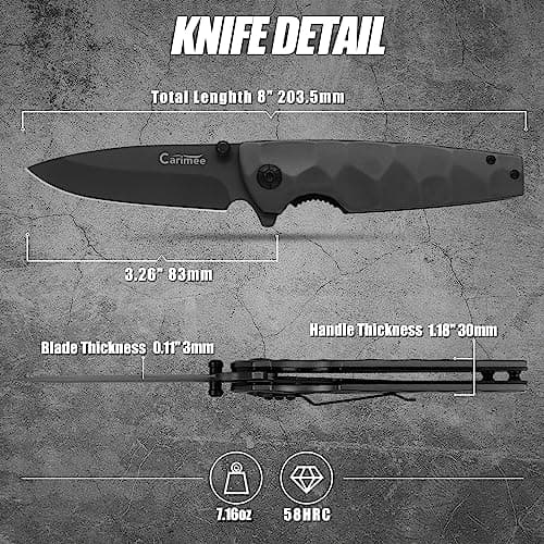Premium EDC Pocket Knife - 3.3", Ti-Coated D2 Steel Blade