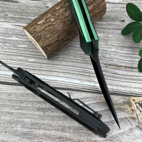 HUAAO Black 3.7” D2 Blade Pocket Knife for Men Outdoor Survival Camping