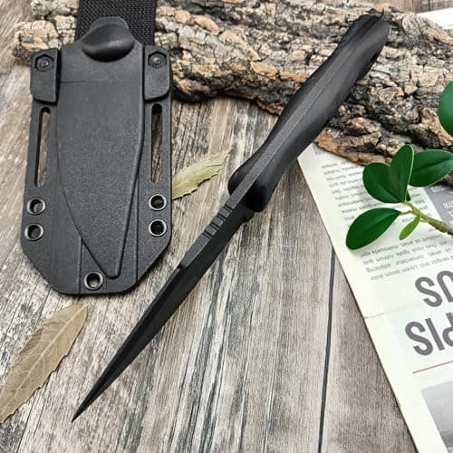 HUAAO 9.1 inch Harpoon D2 Steel Tactical Knife with Sheath, Camping & Hunting