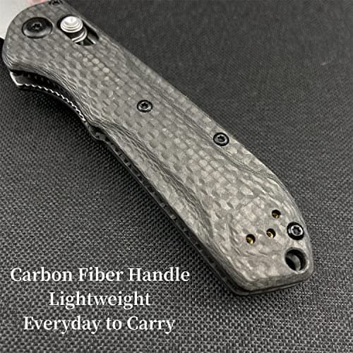 HUAAO Mini Folding Knife with 2.8in D2 Steel Blade and Carbon Fiber Handle for EDC Camping