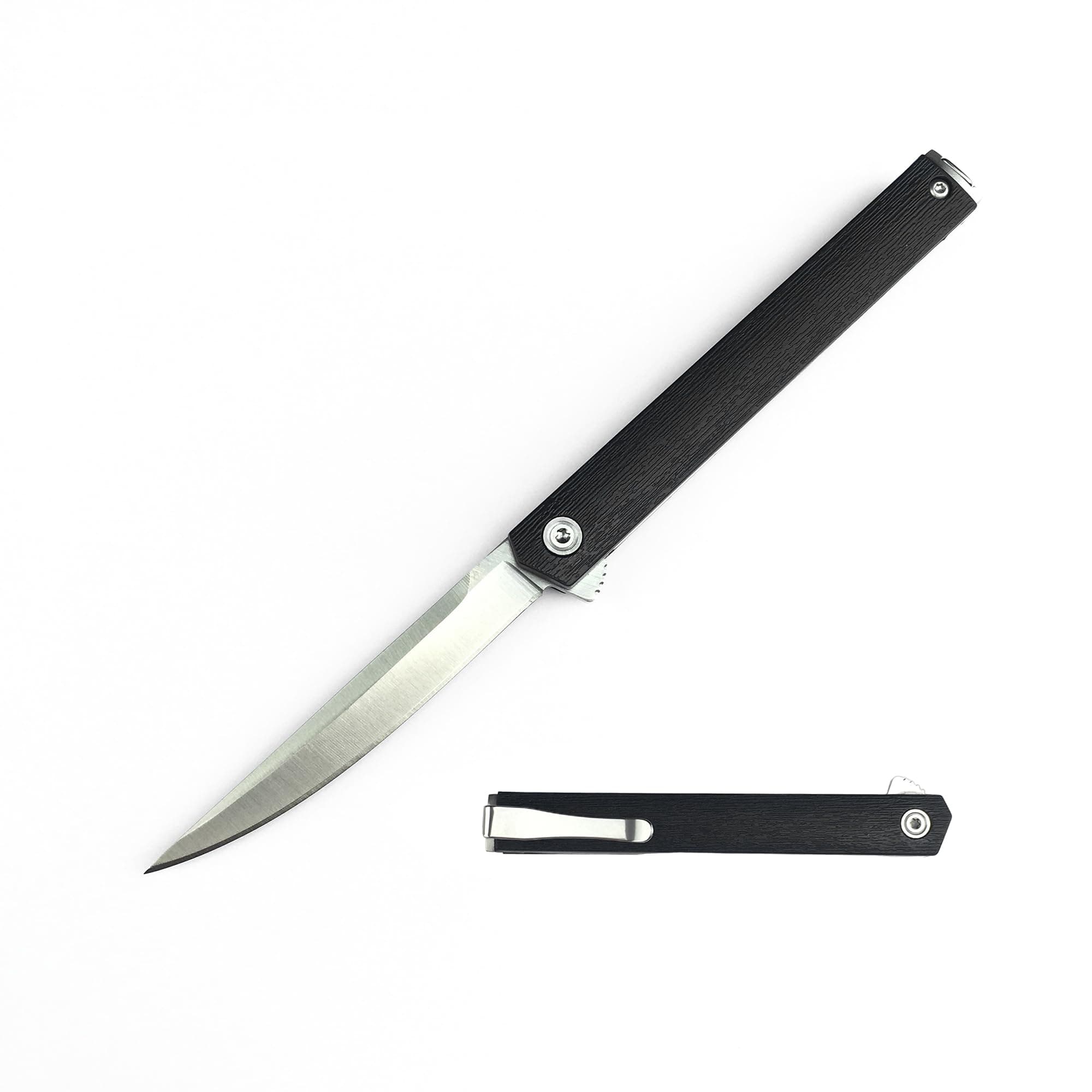 HUAAO Gentleman's Pocket Knife, 7.8 Inch Flipper, 8Cr13Mov Blade, Glass Reinforced Nylon Handle, Liner Lock (White Blade