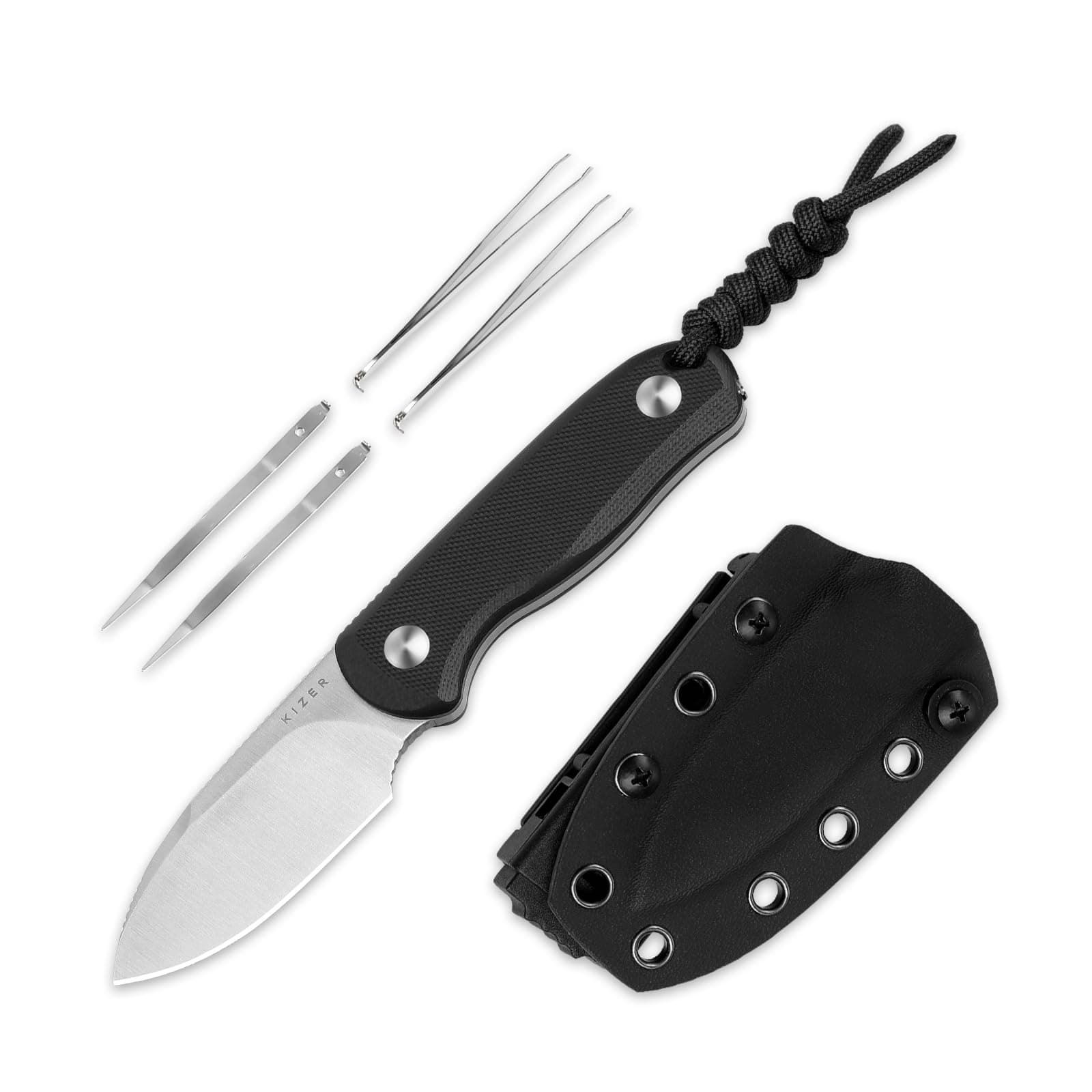 Kizer Drop Bear D2 Satin EDC Knife, Black G10 Handle, Outdoor Survival Tool