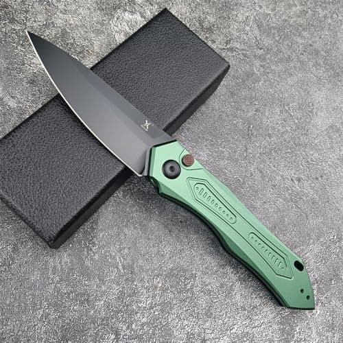 HUAAO Assisted Opening Folding Knife, Green Aluminum Handles, Christmas Gift for Men and Women