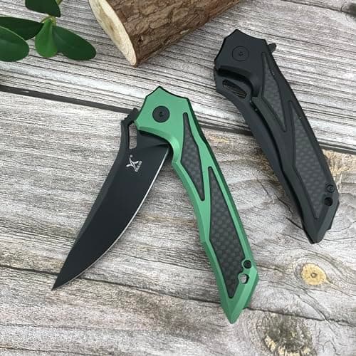 HUAAO Black 3.7” D2 Blade Pocket Knife for Men Outdoor Survival Camping
