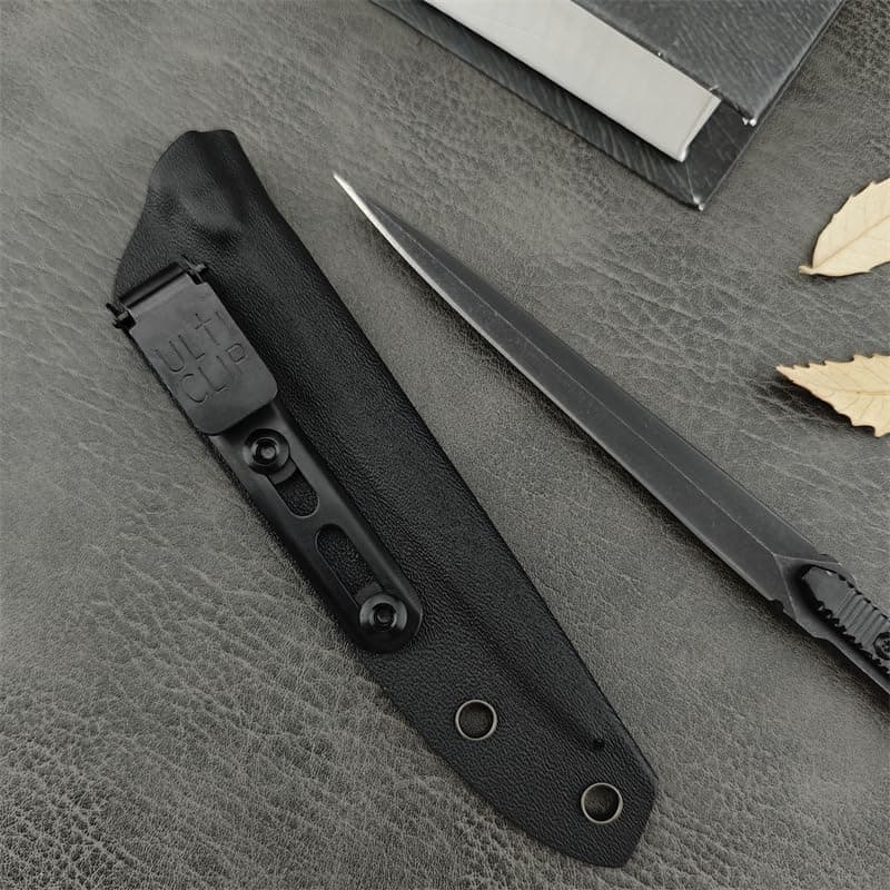 Cool 4.9" Kydex Sheath Fixed Blade Knife for Men Best EDC Camping Tool (BLACK)