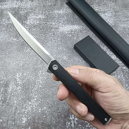 Silver Liner Lock Folding Knife, 7.76in CEO Flipper, 8Cr13MoV Steel, Nylon Glass Fiber Handle, EDC for Men
