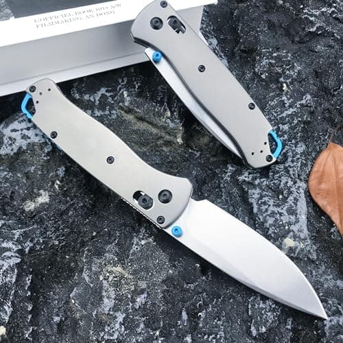 HUAAO Bugout 535 Folding Knife, 440C Blade, Titanium Handle EDC Knife for Men