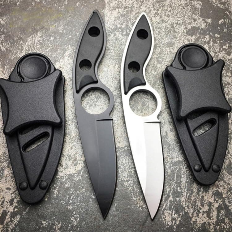 Omesio 6.69 Inch Tactical Mini Hunting Knife, Black EDC Outdoor Gift