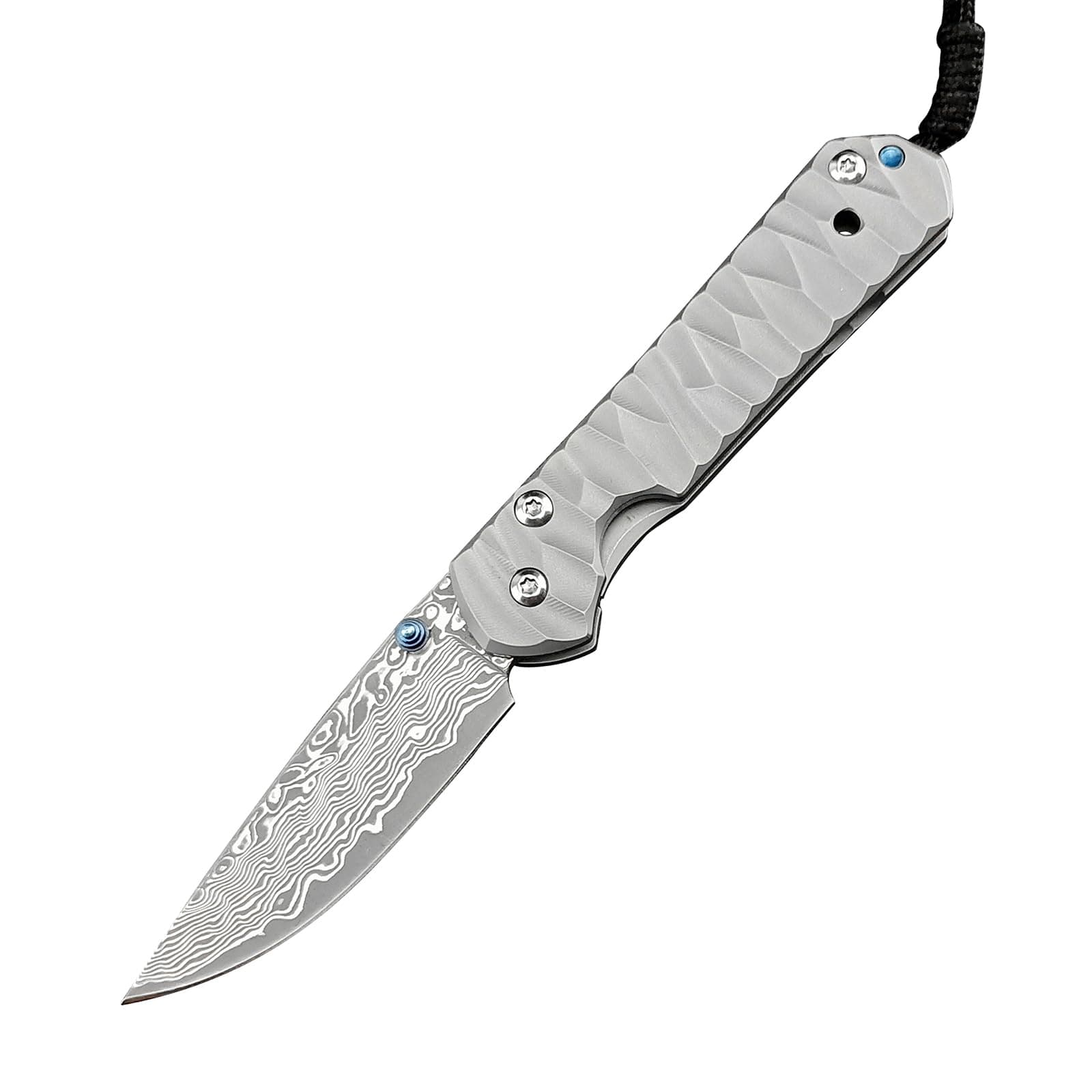 6.7" Damascus Steel Frame Lock Knife, TC4 Titanium Handles (Classic)